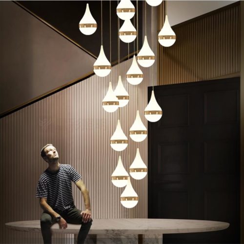 Dutti Led Pendant Light Long Staircase Lamp Post Modern Rotary Dutti D0011 Led Pendant Light Long Staircase Lamp Post Modern Rotary Crystal Chandelier Duplex Villa