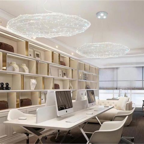 Dutti D0029 Contemporary LED Chandelier Wrought iron cloud light iron net cloud ornaments retro industrial style creative beauty Chen craft club lobby soft decoration