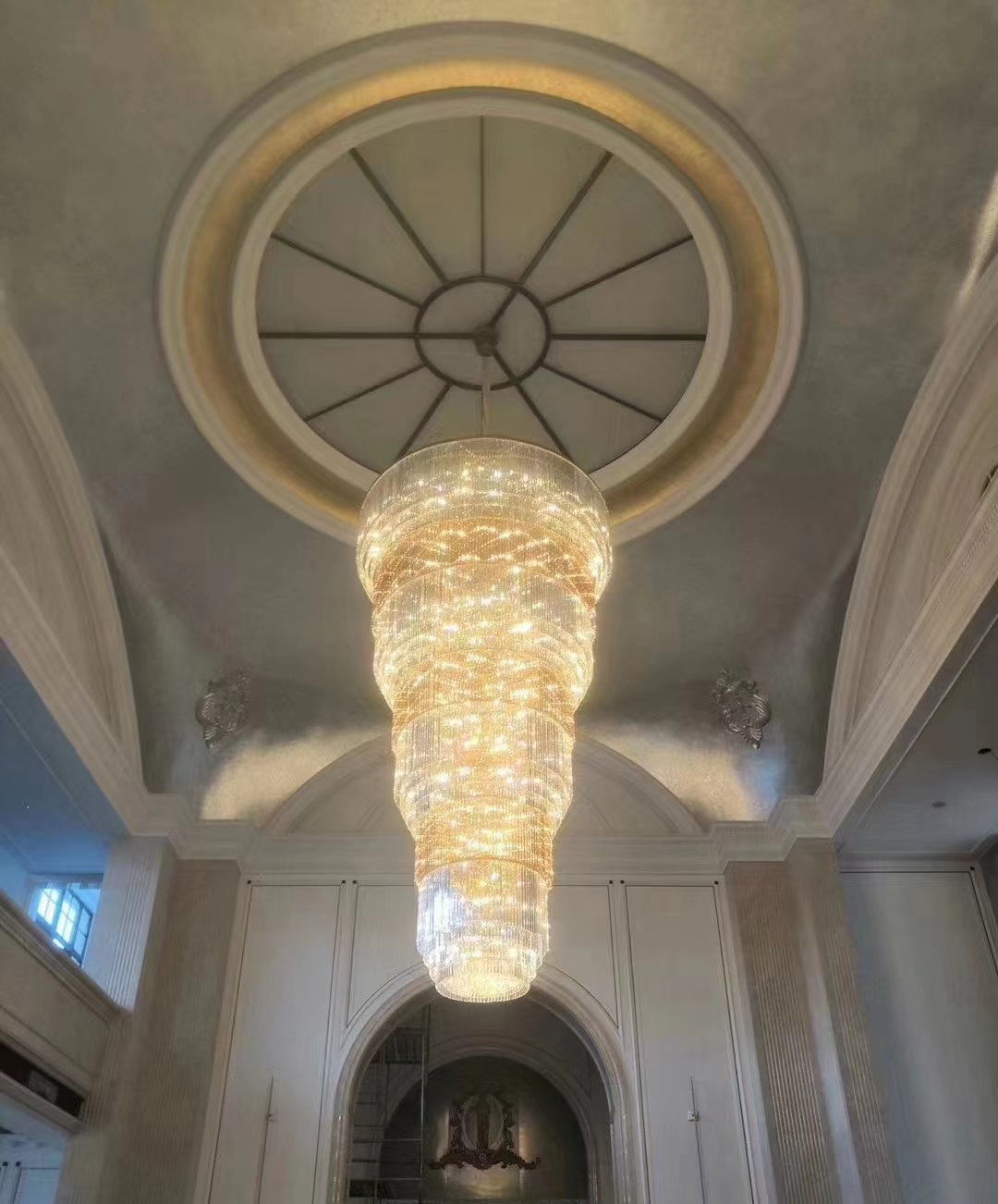 Are there any safety considerations when installing and maintaining a large modern chandelier?  Dutti LED