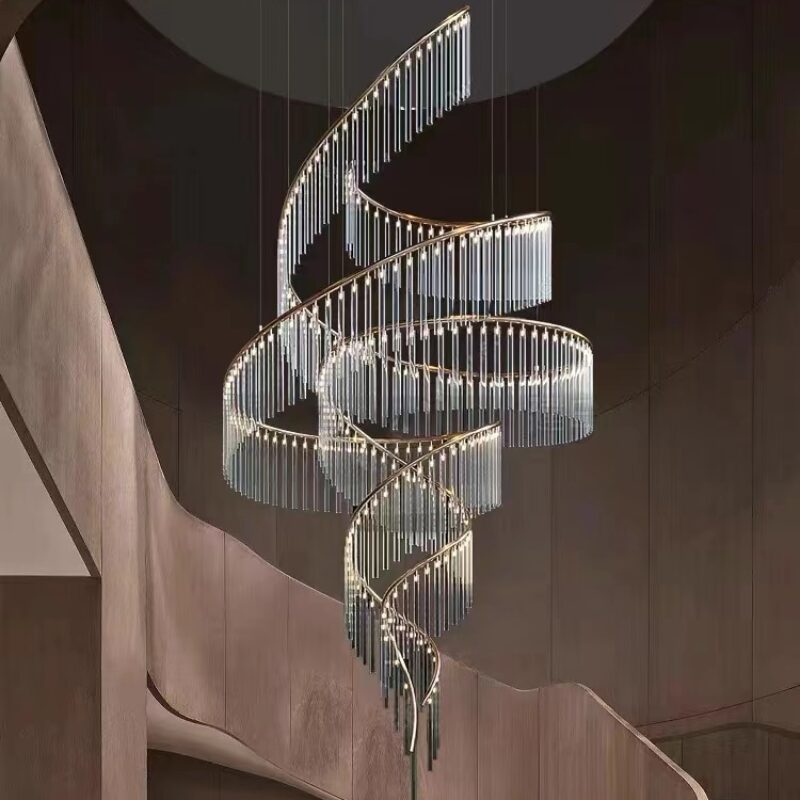 D0100 Dutti LED Bronze Glass Spiral Modern Chandelier for Showroom, Restaurant, Dining Room, Ballroom