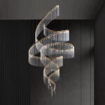 D0100 Dutti LED Bronze Glass Spiral Modern Chandelier for Showroom, Restaurant, Dining Room, Ballroom
