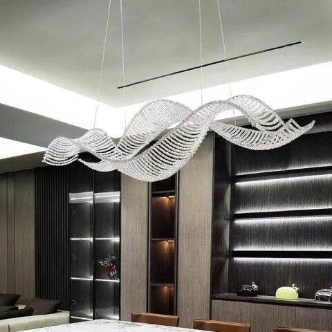 D0102 Dutti LED Crystal Wave Modern Chandelier for Dining Room, Restaurant, Ballroom, Lobby, Showroom