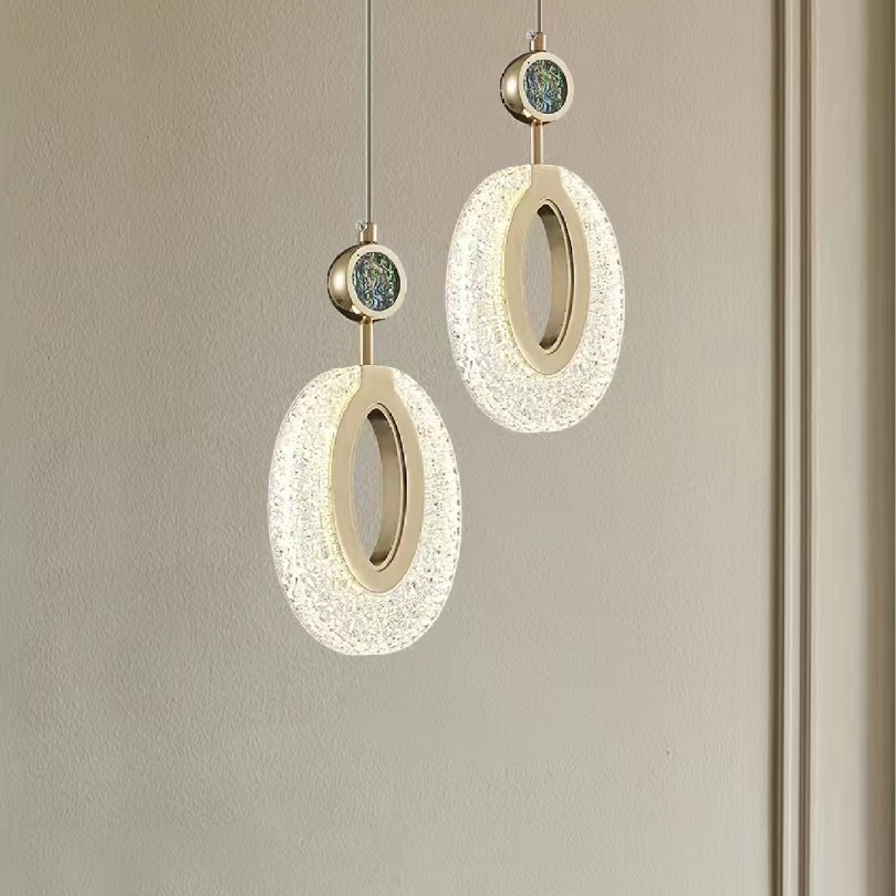 Image showcasing D0112 Dutti LED Brass Crystal Earrings Modern Chandelier for Dining ...