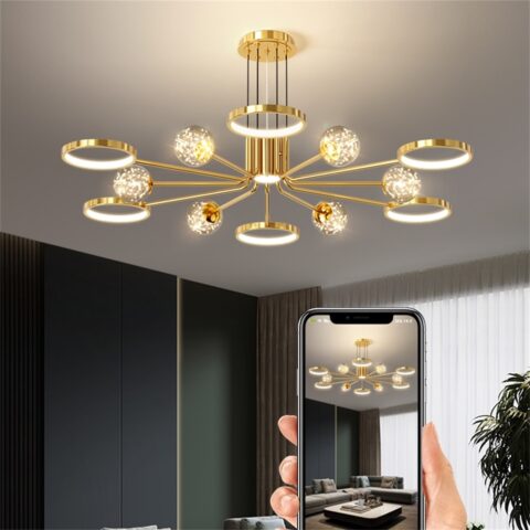 DB003 DUTTI LED Brass Chandelier 2022 new Designer Modern Luxury Living Room bedroom available astronomical star Tri-color Light Change