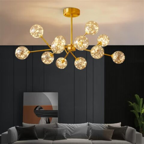 DB004 DUTTI LED Bronze chandelier modern glass for living room bedroom restaurant star three color light change 8 9 12 15 18 light head