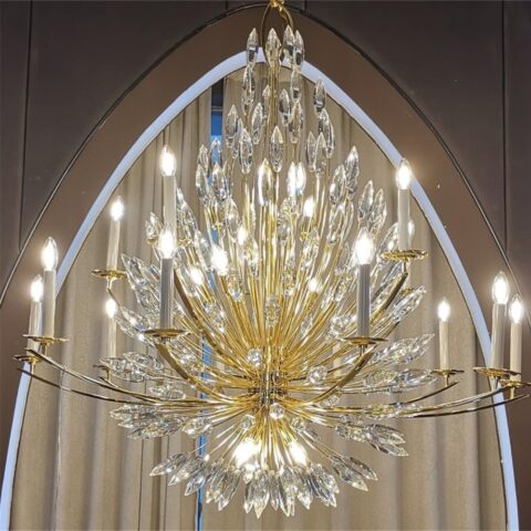 DB005 DUTTI LED Brass Chandelier modern crystal luxury for lobby villa living room restaurant entryway hallway hotel 8 10 12 18 light