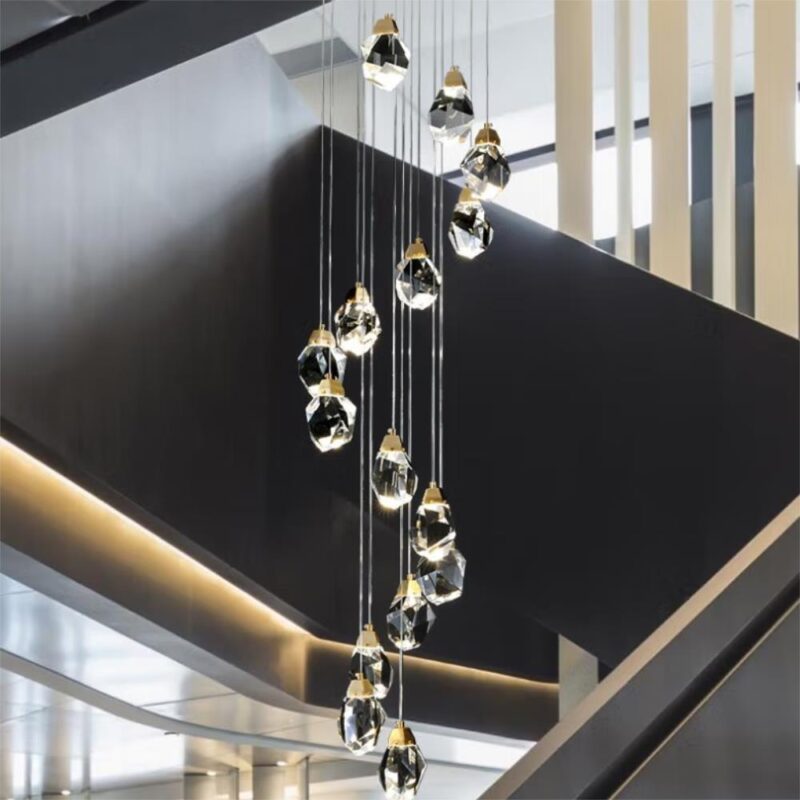 DB012 DUTTI LED Bronze Chandelier Crystal Long for Duplex Stairway Villa Hotel Lighting 10 15 20 light head