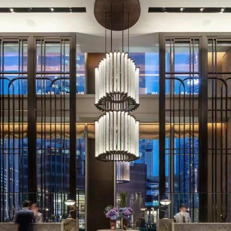 DS003 DUTTI LED Glass Lanterns Bronze Modern Chandelier: Elevating Villa and Hotel Lobbies