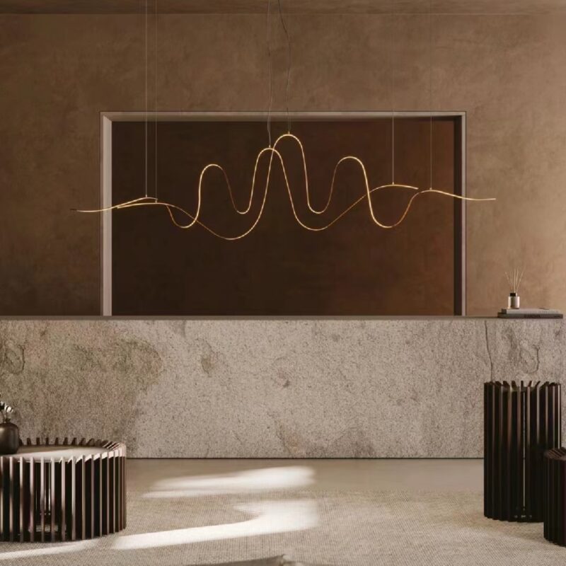 DS004 DUTTI LED Brass Wave Adjustable Modern Chandelier: Enhancing Bars and Kitchens
