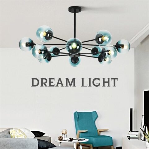 Dutti D0004 LED Pendant Light Living room Nordic bedroom study lamp package combination modern rustic minimalist creative whole house package personality lighting atmospheric magic beans 12 head white body (shade 3 color color changing optional) tricolor light