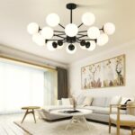 Dutti D0004 LED Pendant Light Living room Nordic bedroom study lamp package combination modern rustic minimalist creative whole house package personality lighting atmospheric magic beans 12 head white body (shade 3 color color changing optional) tricolor light