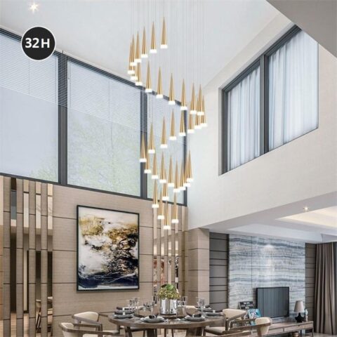 Dutti D0032 LED Chandelier Modern minimalist Nordic front desk chandelier living room dining room bar cafe hop stairwell disc silver gold black