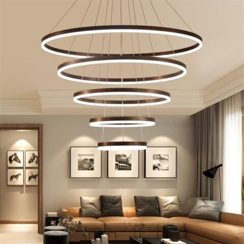 Dutti D0038 LED Chandelier Modern minimalist led restaurant chandelier Round Nordic living room creative personality bedroom study office lamps brushed nickel 3 ring
