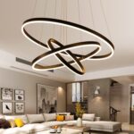 Dutti D0038 LED Chandelier Modern minimalist led restaurant chandelier Round Nordic living room creative personality bedroom study office lamps brushed nickel  3 ring