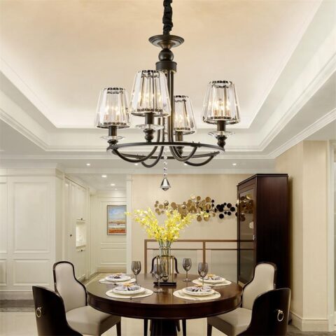 Dutti D0074 Crystal LED Chandelier American modern style for foyer restaurant living room dining room bedroom new simple wrought iron lamp European lights