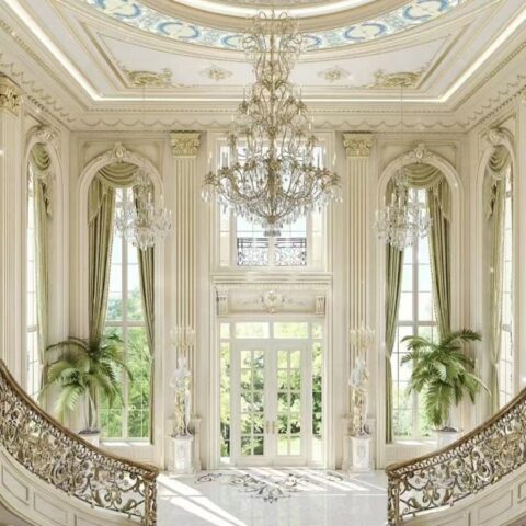 Dutti LED Brass Crystal Modern Chandelier Tiered Cascading Bespoke for Villa Lobby