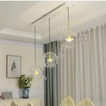 Dutti D0013 LED Chandelier minimalist kitchen Designer personality living room bar table chandelier Modern creative clothes store showroom shopping center decorative glass Mickey bubble ball Bean molecular 14 ball 3 lamp-disc style