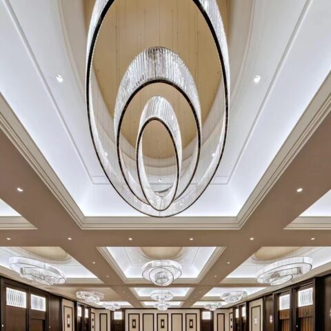 Dutti LED Glass Oval Circle Modern Non-standard Chandelier Ceiling Pendant Lighting OEM Custom for Ballroom