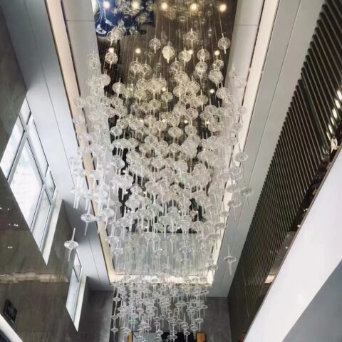 Elevating Lobby Ambiance: The Dutti LED Glass Parachute Modern Non-standard Chandelier Ceiling Pendant Lighting