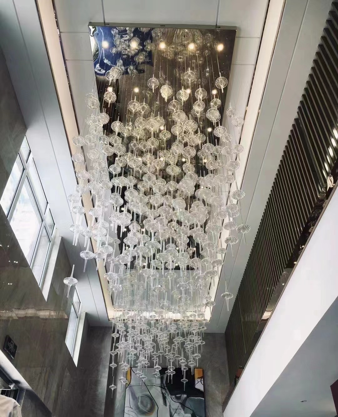 Elevating Lobby Ambiance: The Dutti LED Glass Parachute Modern Non-standard Chandelier Ceiling Pendant Lighting