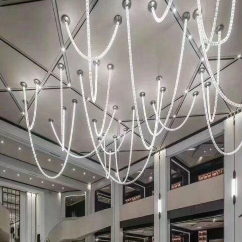 Enhancing Company Reception Areas: Dutti LED Glass Ropes Modern Non-standard Chandelier Ceiling Pendant Lighting OEM/ODM Custom