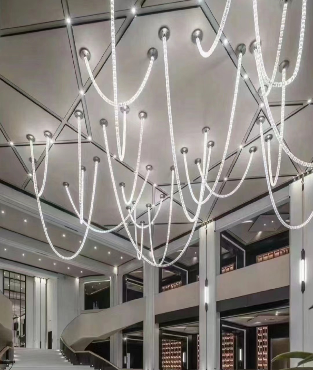 Enhancing Company Reception Areas: Dutti LED Glass Ropes Modern Non-standard Chandelier Ceiling Pendant Lighting OEM/ODM Custom