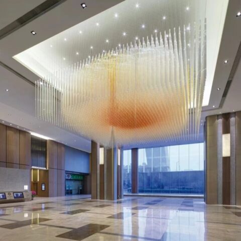 Elevating Hotel Lobby Ambiance: Dutti LED Large Acrylic Tube Modern Non-standard Chandelier Ceiling Pendant Lighting OEM/ODM Custom