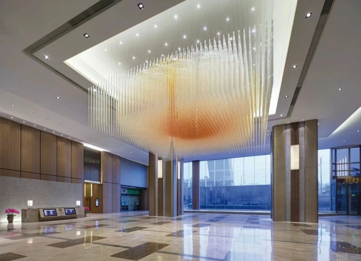 Elevating Hotel Lobby Ambiance: Dutti LED Large Acrylic Tube Modern Non-standard Chandelier Ceiling Pendant Lighting OEM/ODM Custom