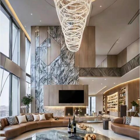 Dutti LED Modern Acrylic Pipe Chandelier: Spiral Bespoke Pendant Lighting Unique Design for Villa Lobby