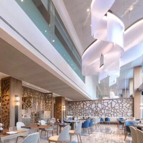 Dutti LED Modern Glass Chandelier: Long Wave Pendant Lighting Bespoke for Banquet Hall