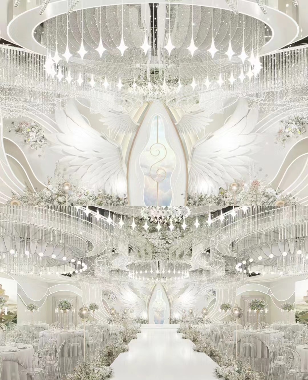 Dutti LED Modern Non-standard Chandelier Large Crystal Ceiling Pendant Lighting OEM custom for Wedding Ballroom