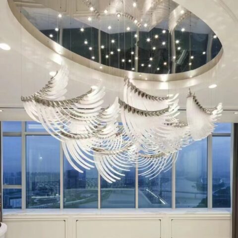 Dutti LED Non-standard Modern Chandelier Acrylic Wings Aluminum Ceiling Pendant Lighting OEM custom for Villa Hall