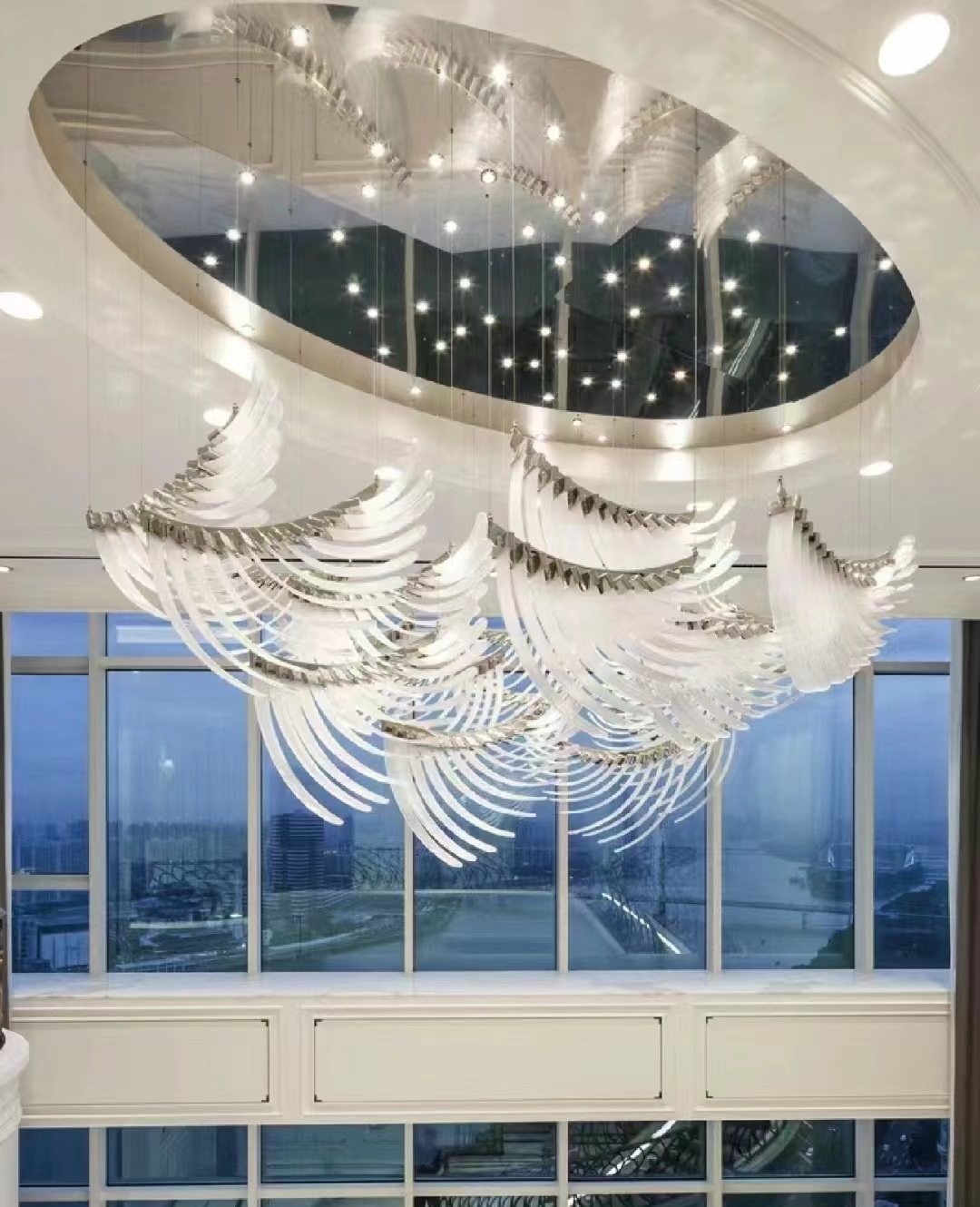 Dutti LED Non-standard Modern Chandelier Acrylic Wings Aluminum Ceiling Pendant Lighting OEM custom for Villa Hall 