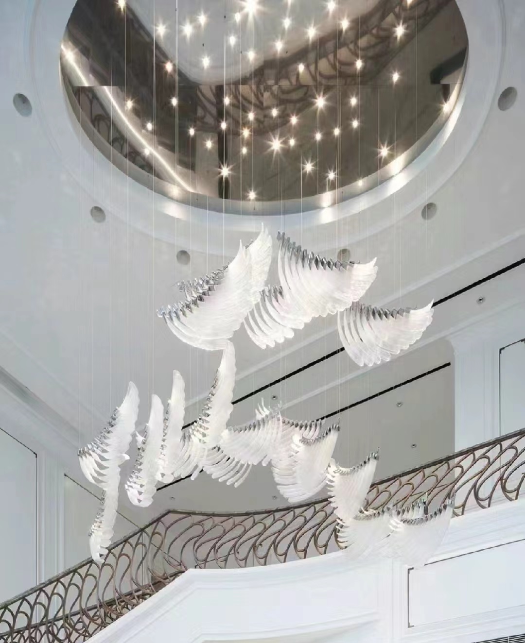 Dutti LED Non-standard Modern Chandelier Acrylic Wings Aluminum Ceiling Pendant Lighting OEM custom for Villa Hall 