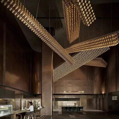 Dutti LED Non-standard Modern Chandelier Copper plating Pendant Ceiling lighting OEM custom for Private clubs