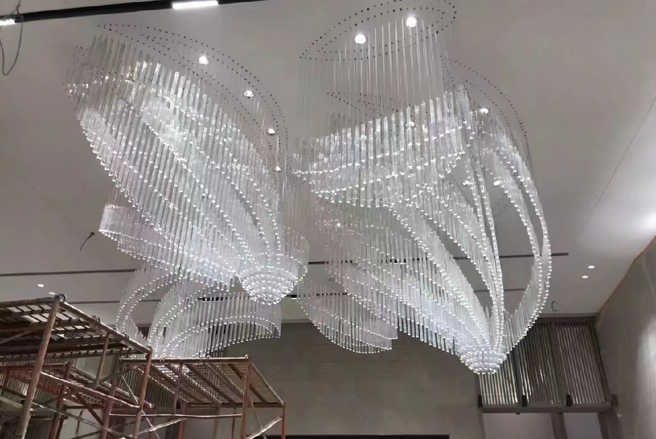 Dutti LED Non-standard Modern Chandelier Large Crystal Ceiling Pendant Lighting OEM custom for Ballroom 