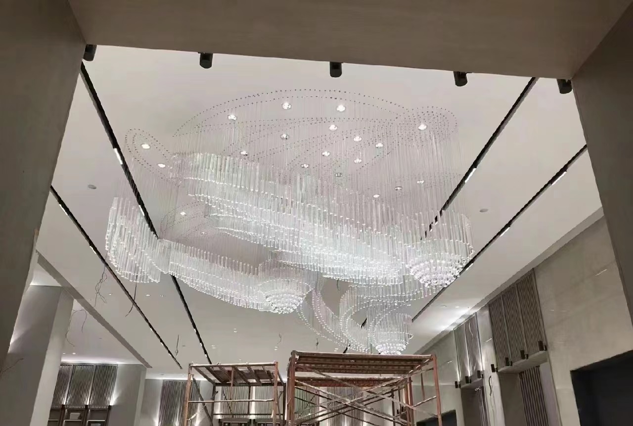 Dutti LED Non-standard Modern Chandelier Large Crystal Ceiling Pendant Lighting OEM custom for Ballroom 