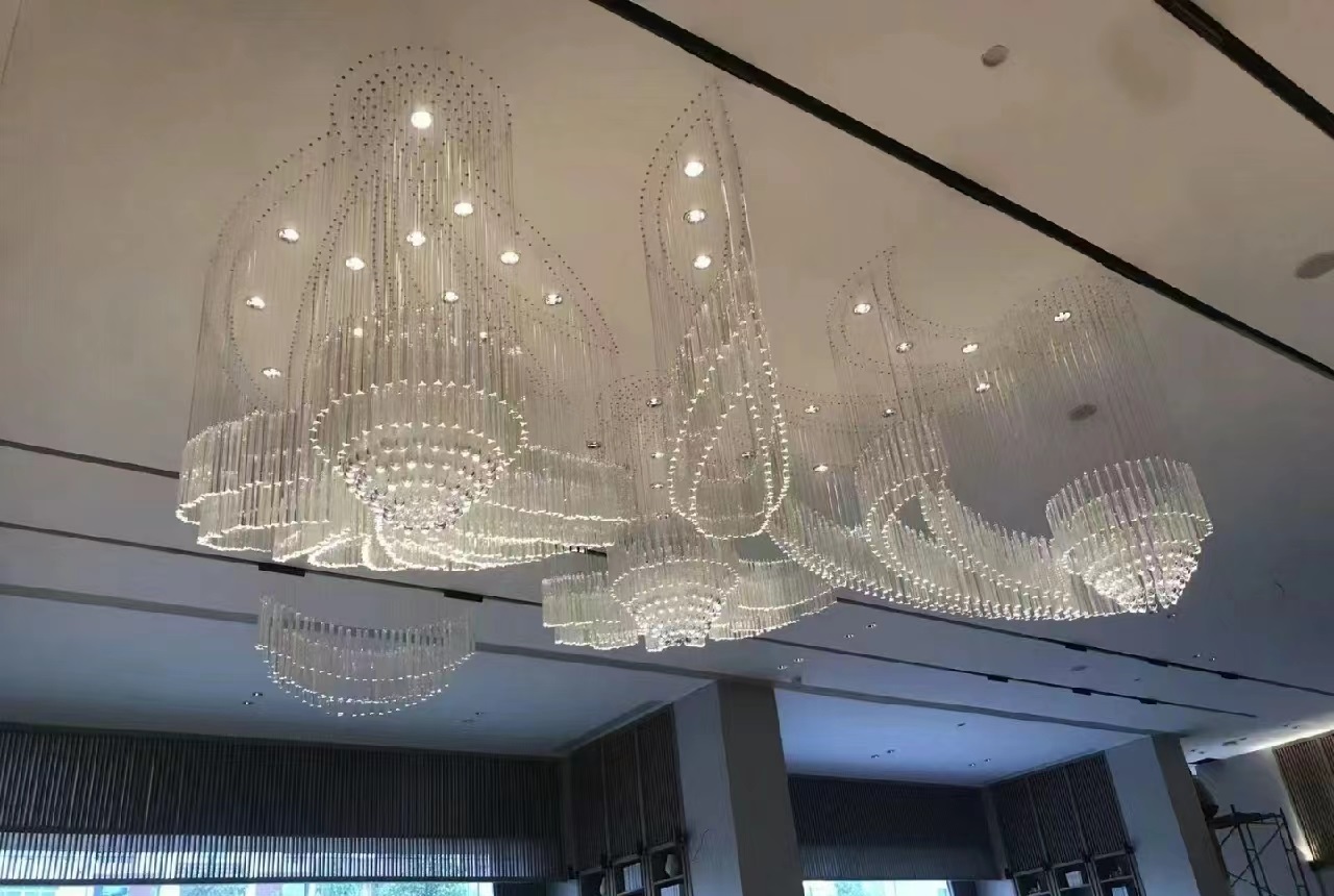 Dutti LED Non-standard Modern Chandelier Large Crystal Ceiling Pendant Lighting OEM custom for Ballroom 