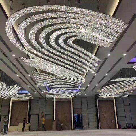 Dutti LED Non-standard Modern Chandelier Large Crystal Ceiling Pendant Lighting OEM custom for Banquet Hall