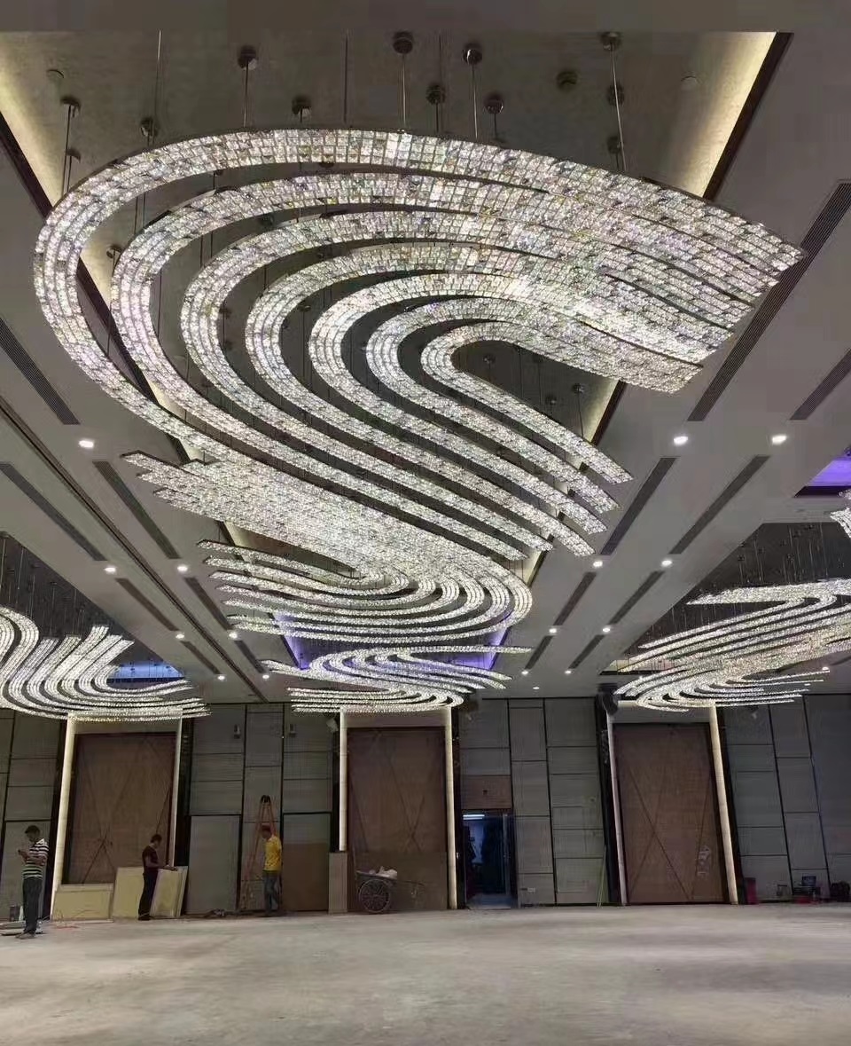 Dutti LED Non-standard Modern Chandelier Large Crystal Ceiling Pendant Lighting OEM custom for Banquet Hall 