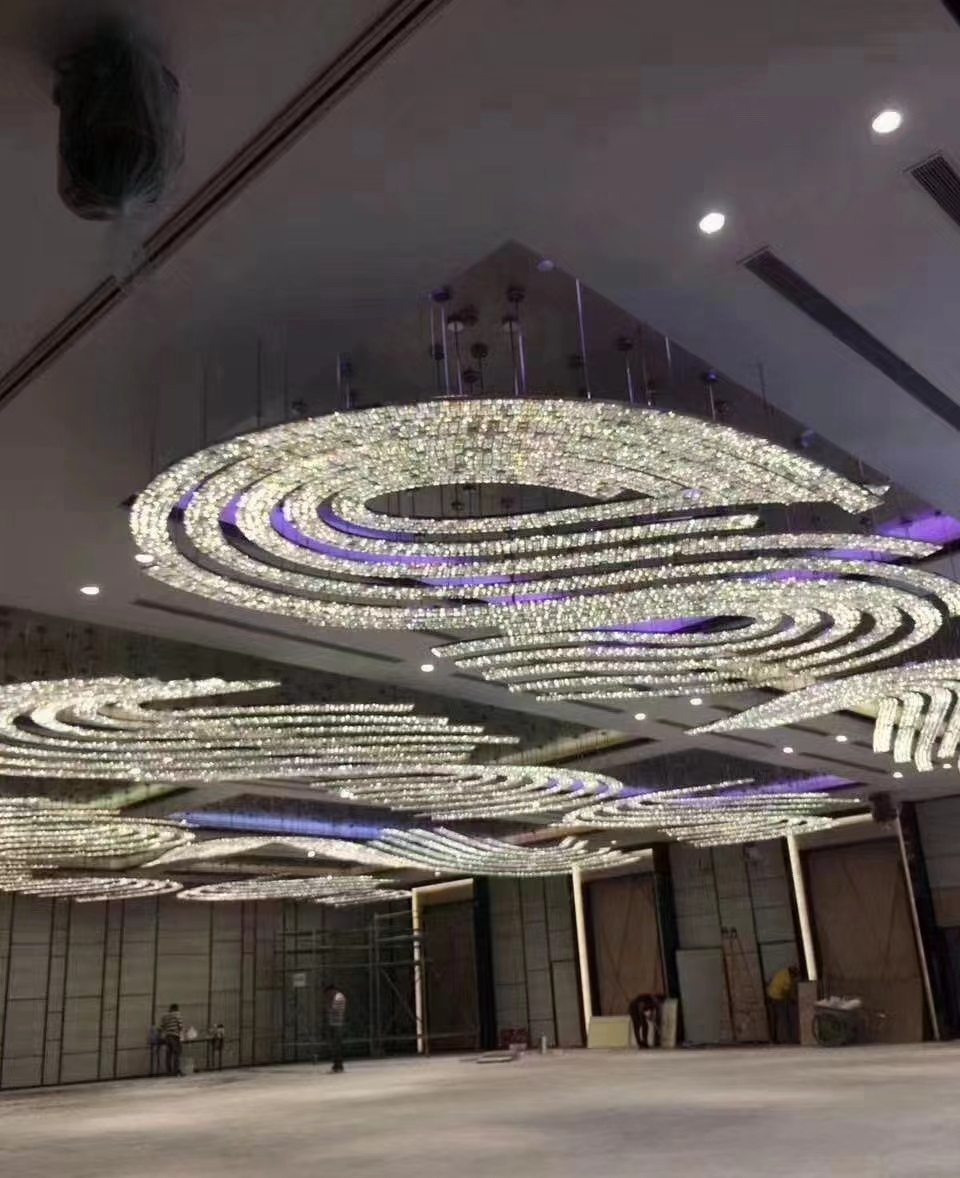 Dutti LED Non-standard Modern Chandelier Large Crystal Ceiling Pendant Lighting OEM custom for Banquet Hall 