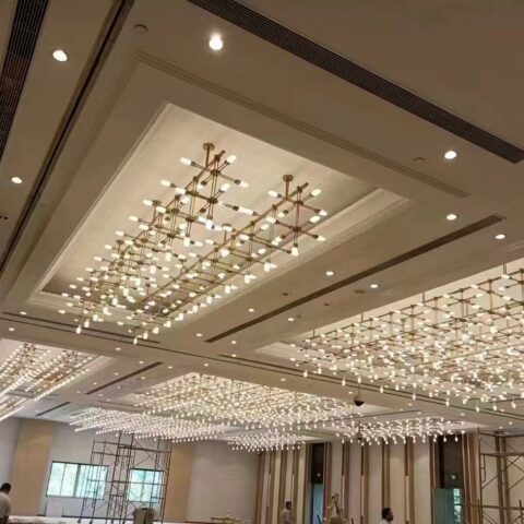 Dutti LED Non-standard Modern Chandelier Linear Brass Ceiling Pendant Lighting OEM custom for Ballroom
