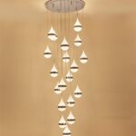 Dutti D0011 LED Pendant Light Long Staircase Lamp Post modern Rotary Crystal Chandelier Duplex Villa Lamp Creative Personality Dining Room Lamp Luxurious large Diameter 40cm High 120cm-7 Head Tricolour Tone
