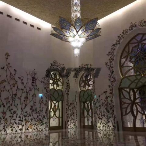 Non-standard aged brass Crystal LED Chandelier for Church Abu Dhabi