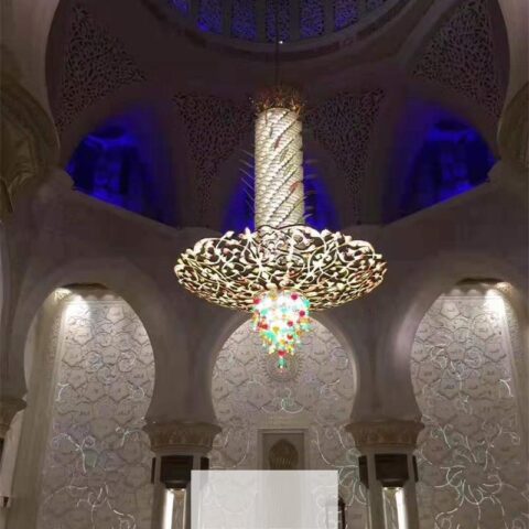 Non-standard aged brass Crystal LED Chandelier for Church Abu Dhabi