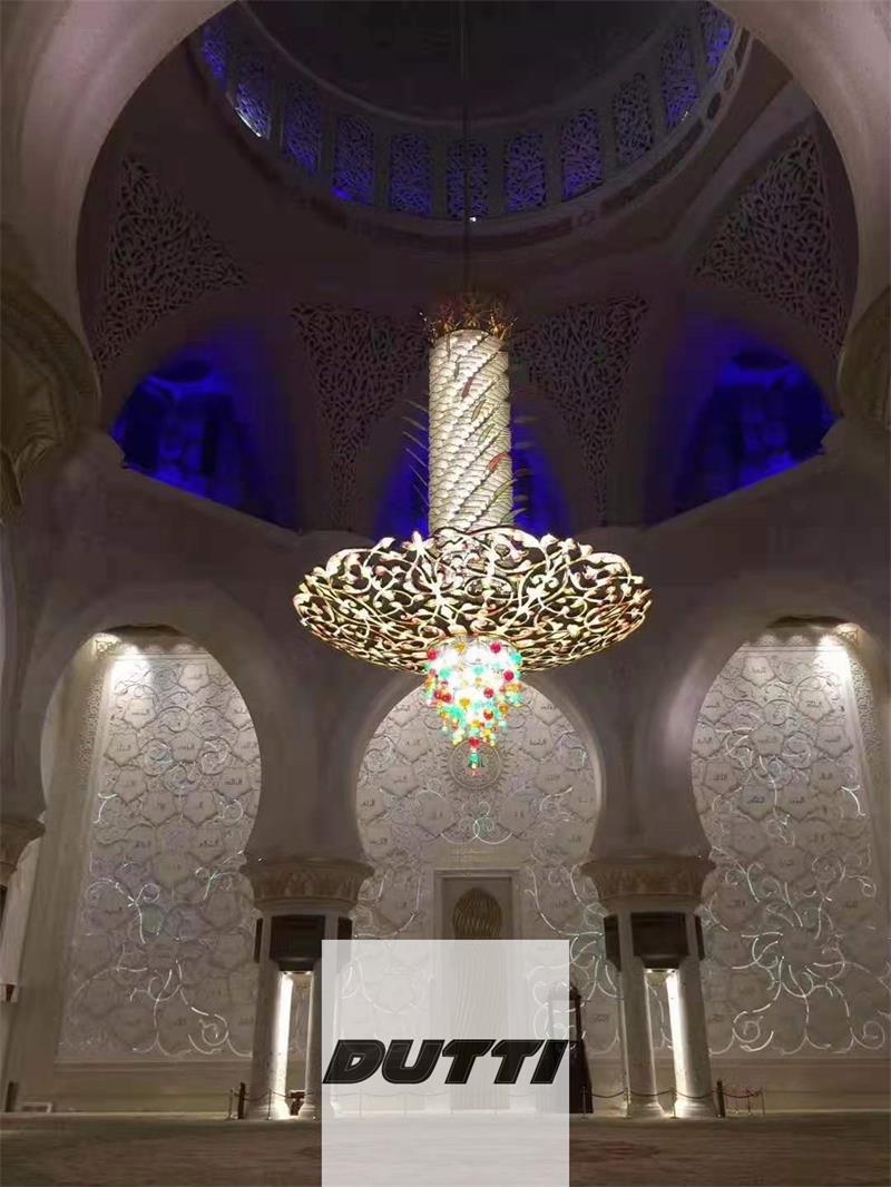 The Dutti Non-standard Aged Brass Crystal LED Chandelier for Church Abu Dhabi