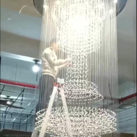 Non-standard Large long LED Modern Crystal Chandelier for Villa lobby in American Caribbean from Dutti