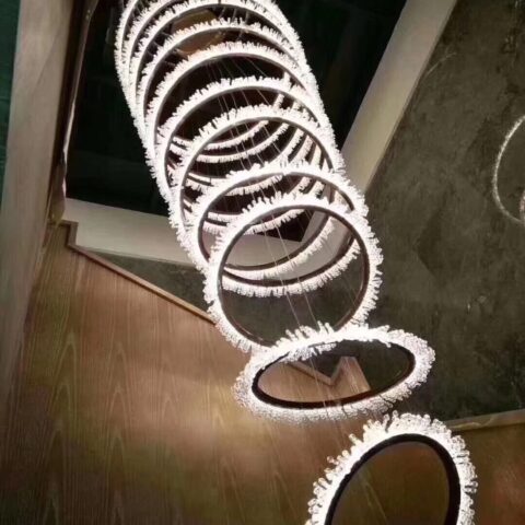 A Beacon of Hospitality: Customizing Dutti Non-standard Ring LED Chandelier Lighting for Hotel Lobby